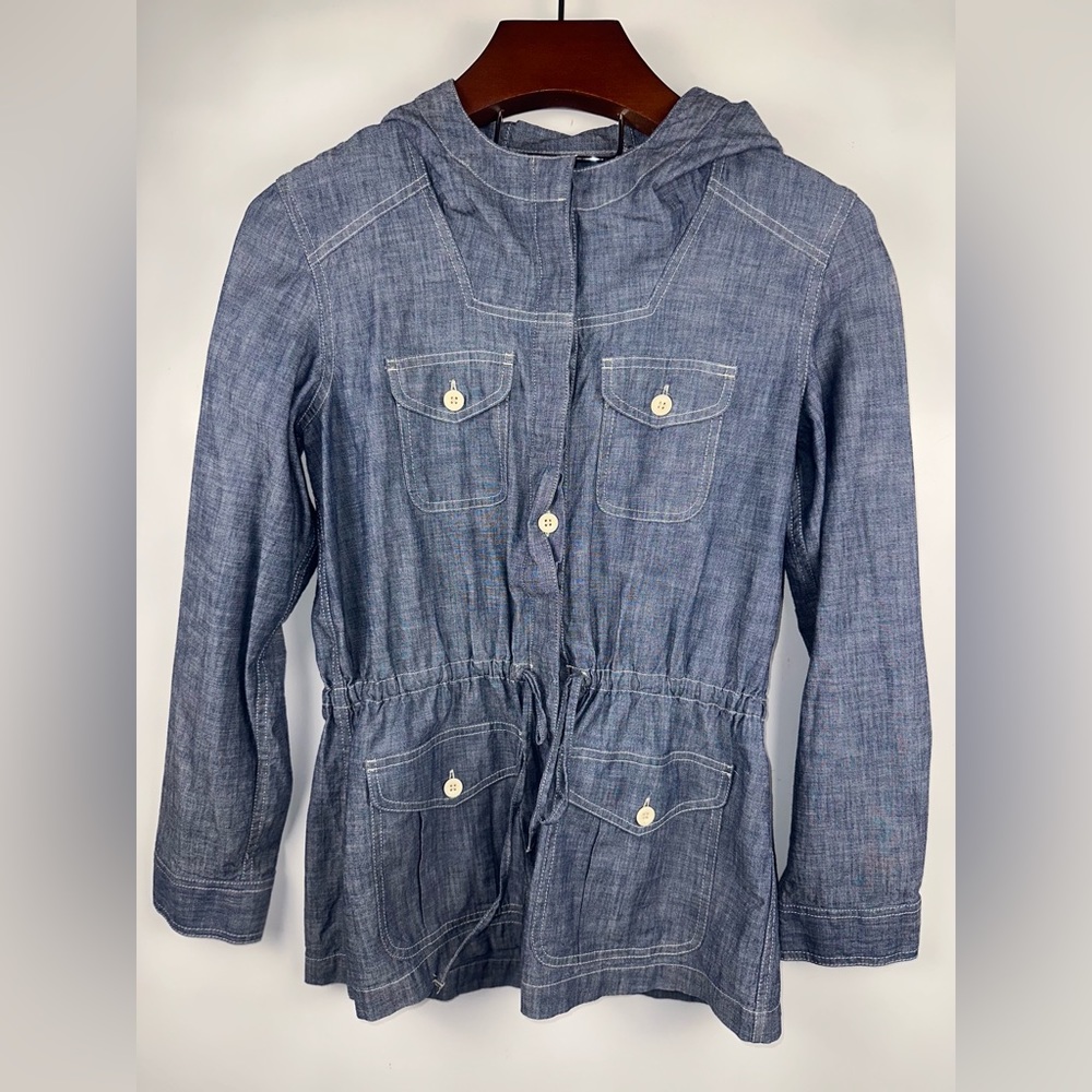 Ralph Lauren Jacket Shirt Women’s S Long Sleeve‎ Denim Draw String Waist Hood